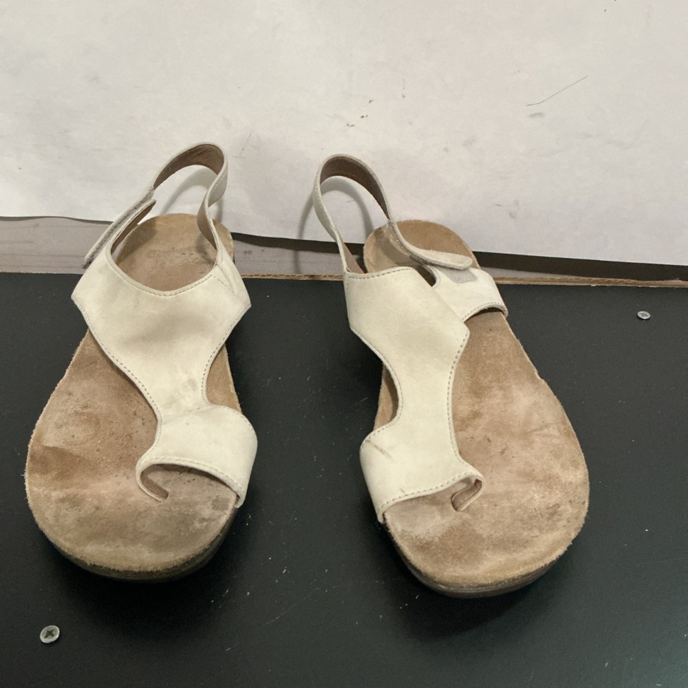 Dansko Womens Reece Toe Loop Slingback Sandals Size 40 US 9.5-10 Beige Leather